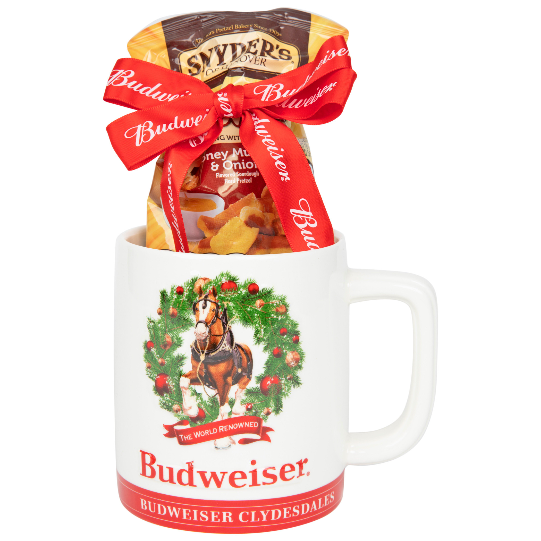 Budweiser Holiday Stein Mug with Pretzels